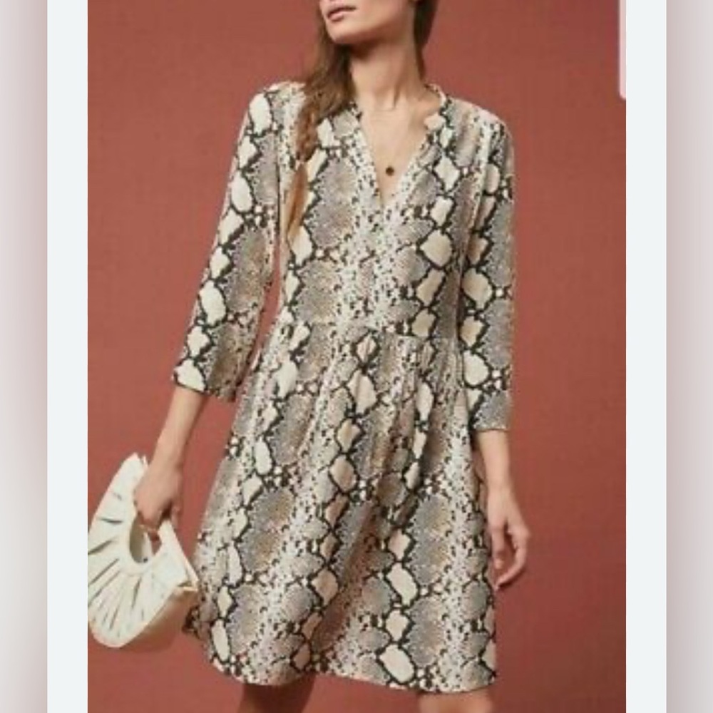 Maeve by Anthropologie Juno Snake Print Dress Medium